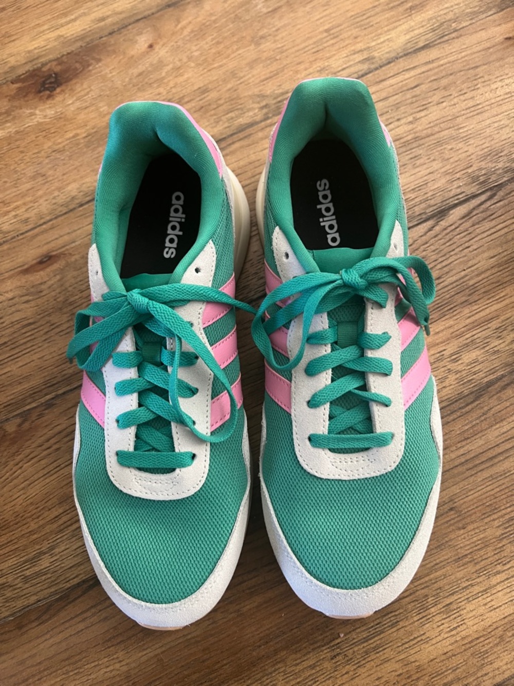 Women’s Adidas RUN 60s 4.0 Green & Pink Retro Casual Sneakers